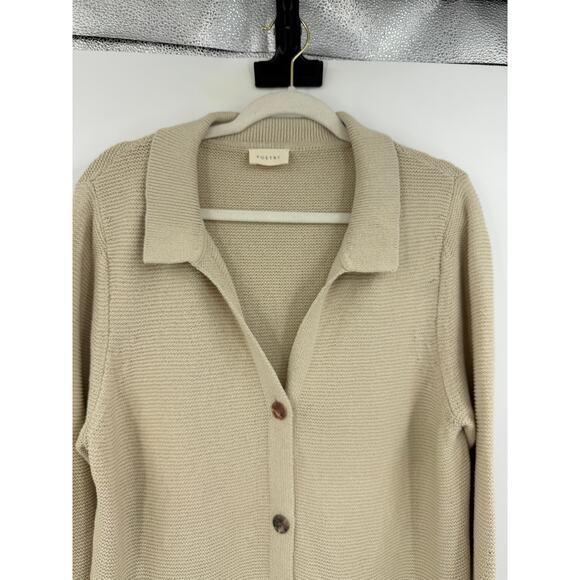 Poetry Womens Knit Cardigan Jacket Size 13 Oatmeal Cotton Hemp Sustainable - Picture 3 of 9